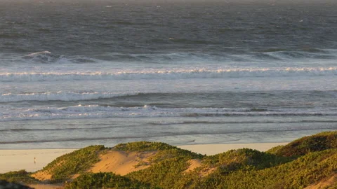 Sand Dunes and Ocean View at Sunset Stock Footage 222797703