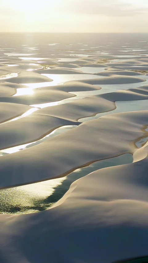 Sand dunes and rain water lagoons at northeast brazilian paradise Vídeo Stock 328599009