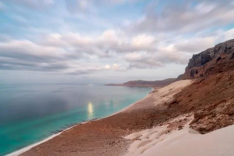 Sand dunes at Arher Beach at the eastern tip of Socotra, Yemen, taken in Nove Stock Photos
