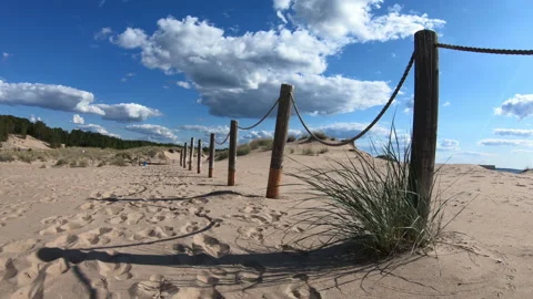 Sand dunes on the beach Stock Footage 162334534