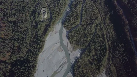 Sand dunes between the trees - Top down Aerial Stock Footage 83828876