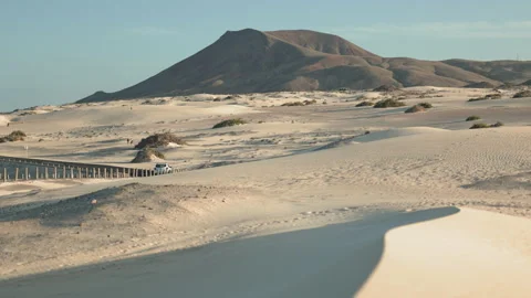 Sand dunes in the evening light Parque Natural de Corralejo, Stock Footage 220201868