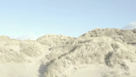 Sand dunes, Moon and Berck city (France) D-log Stock Footage 101597909