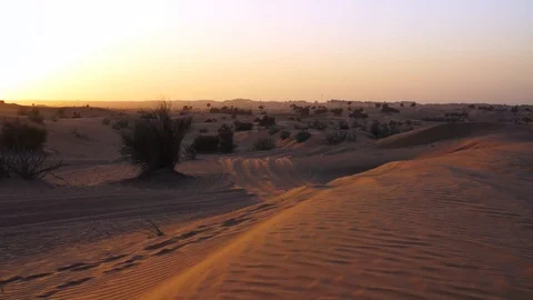 Sand dunes at sunset. Dubai. Stock Footage 93020074