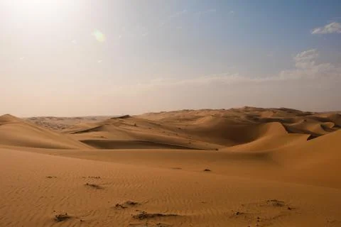 Sand dunes at sunset in the Empty Quarter (Rub' al Khali) Saudi Arabia Stock Photos