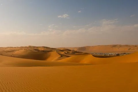 Sand dunes at sunset in the Empty Quarter (Rub' al Khali) Saudi Arabia Fotos Stock