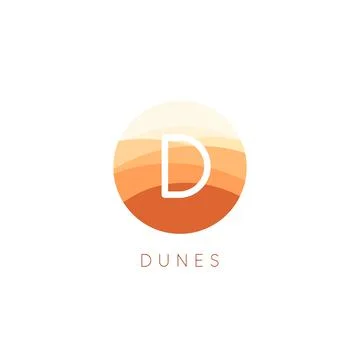 Sand dunes vector icon. Desert landscape logo template. Abstract round flat Stock Illustration