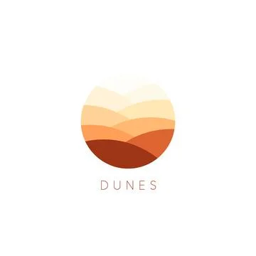 Sand dunes vector icon. Desert landscape logo template. Abstract round flat Stock Illustration