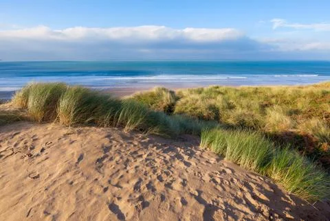 Sand Dunes at Woolacombe Beach Stock Photos