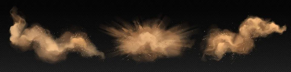 Sand explosion with dirt and cloud smoke vector Stock Illustration