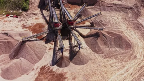 Sand extraction process at a mining site in the afternoon sun Stock Footage 338241069
