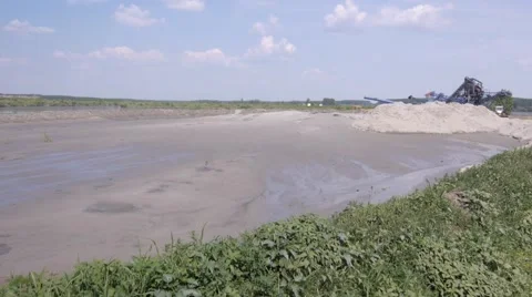 Sand extraction from river Stock Footage 47383521