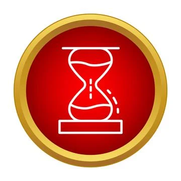 Sand falling in hourglass icon symbolizing time running out Stock Illustration