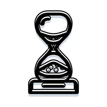 Sand falling in hourglass measuring passing time Stock Illustration