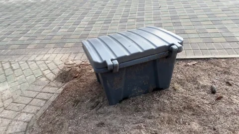 Sand-Filled Plastic Box: Enhancing Pedestrian Walkways for Urban infrastructure Stock Footage 270060312