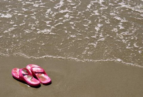 In the sand - flip-flops 21 写真素材