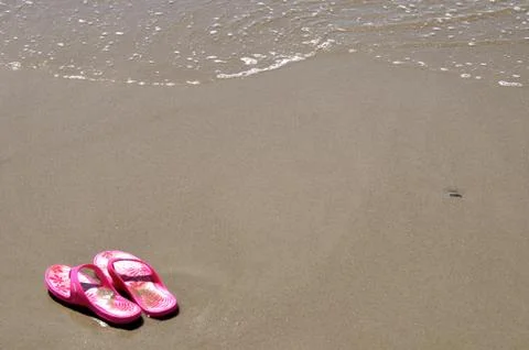 In the sand - flip-flops 8 스톡 사진