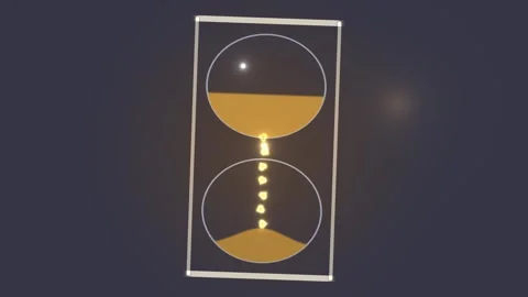 Sand flows between two circles in a simple hourglass design Stock Footage 339513614