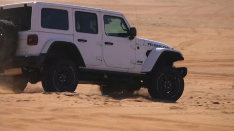 Sand flying from under the wheels of the car Video stock 201789109