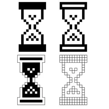 Sand glass pixel clock icon on white background. sand clock sign. hourglass Stock Illustration