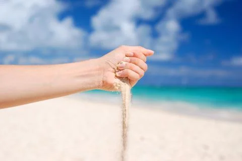 Sand in hand Stock Photos