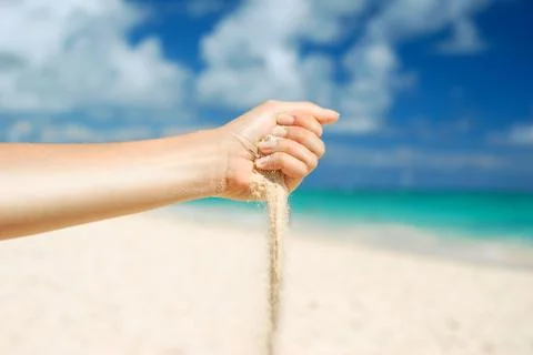 Sand in hand Stock Photos