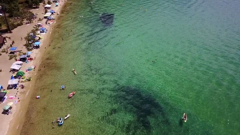 Sand Harbor Pan Up Shot Stock Footage 81014001