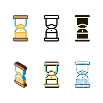 Sand hourglass icon types vector outline Stock Illustration