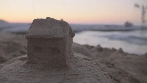 Sand House on the Beach Stock-Footage 80898913