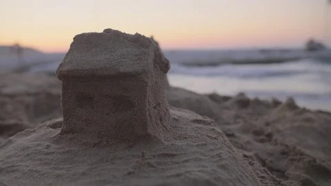 Sand House on the Beach Stock Footage 80898980