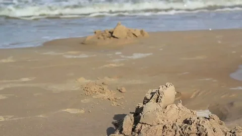 Sand houses in focus Stock Footage 99119320