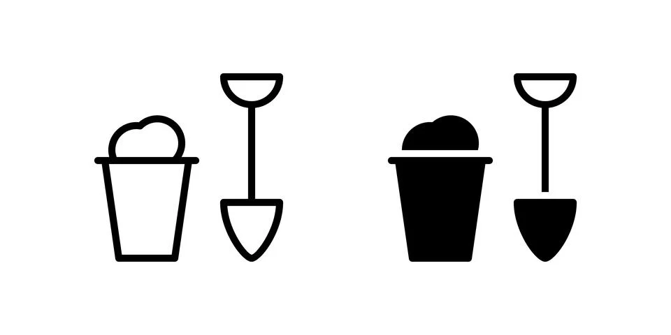 Sand Icon Set suitable for beach or play themed designs. Stock Illustration