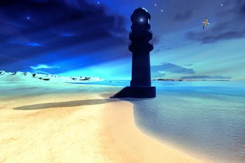 Sand island light Stock Illustration