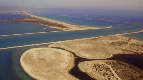 Sand Islands Float in Dakhla Lagoon Aerial Morocco Stock Footage 336579259