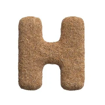 Sand letter H - Upper-case 3d beach font - Holidays, travel or ocean concepts Stock Illustration