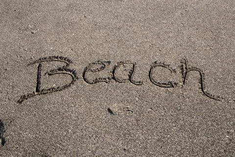 Sand message beach Foto stock