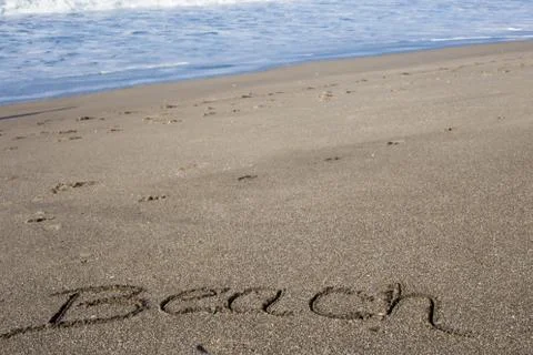 Sand message beach Stock Photos