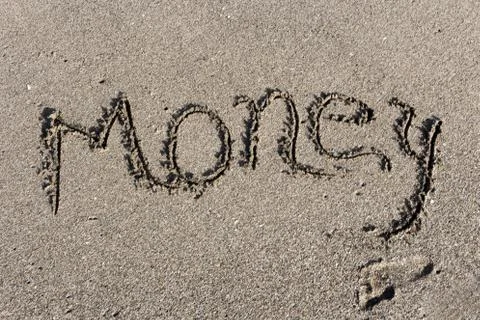 Sand message money Foto stock