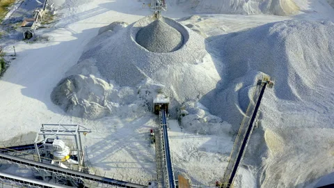 Sand mining, machinery and drone for mineral extraction, digging and engineering Video stock 261314319
