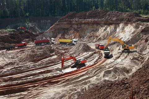 Sand Mining In A Quarry Stock Photos