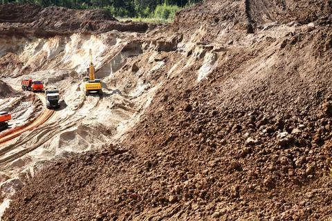Sand Mining In A Quarry Stock Photos
