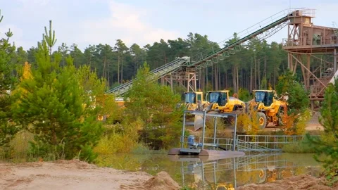 Sand mining. Sand quarry and construction equipment Stock Footage 194415820