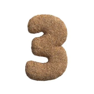 Sand number 3 - 3d beach digit - Holidays, travel or ocean concepts Stock Illustration