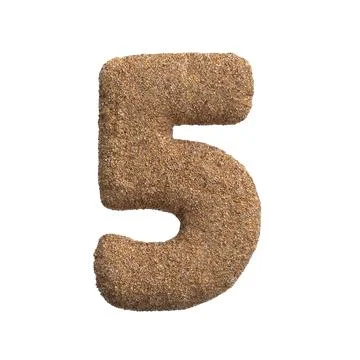 Sand number 5 - 3d beach digit - Holidays, travel or ocean concepts Illustrazione stock