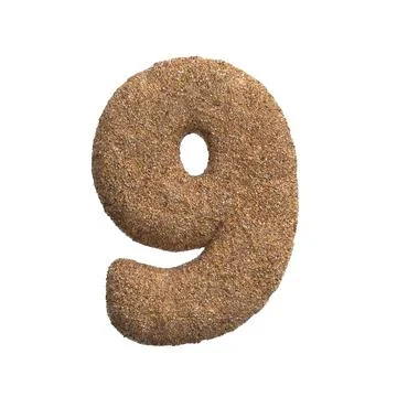 Sand number 9 - 3d beach digit - Holidays, travel or ocean concepts Stock Illustration