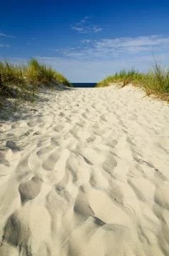 Sand path to beach Stock Photos