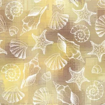 Sand pattern and hand draw in marine style. Stock Illustration