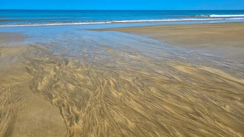 Sand pattern on Beach Plage Des Olives, French Atlantic Coast in Soulac sur Mer Stock Photos