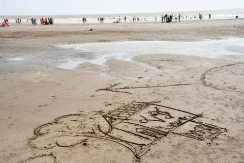 Sand pattern, Dandi beach, Navsari, Gujarat, India, Asia India Copyright: ... Stock Photos