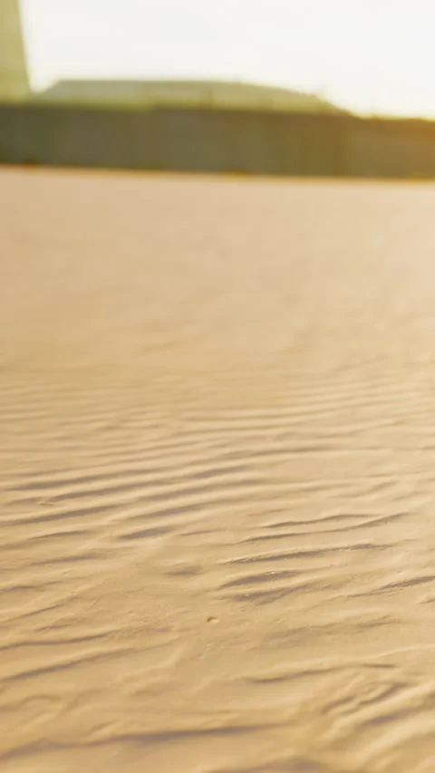 Sand patterns on a beach during sunset near the shoreline Stock Footage 338417546